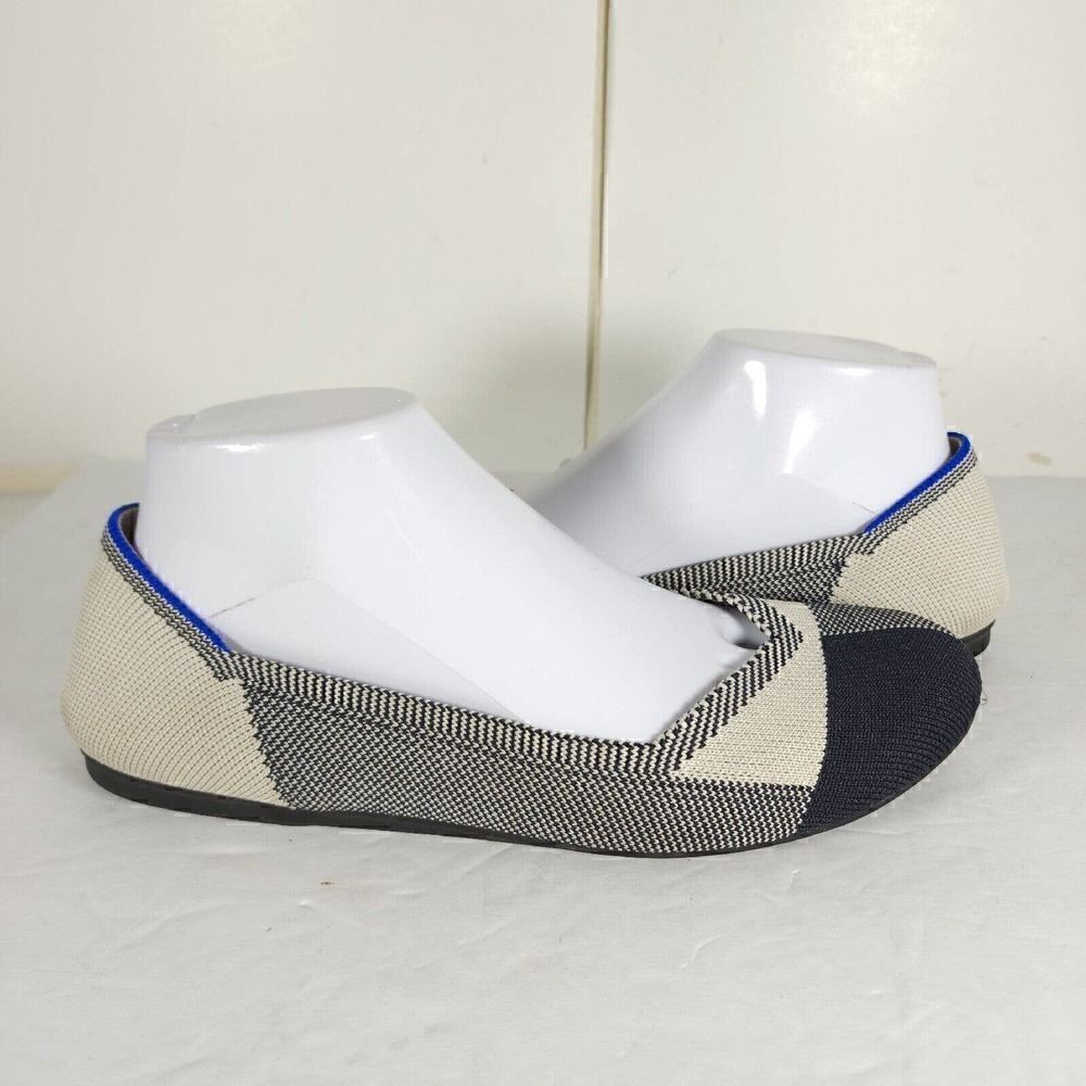Rothy’s Women’s Captoe US8,5 Black Charcoal White Retired Round Toe SlipOn Flat - Picture 9 of 13
